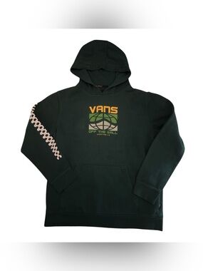 Vans Black-Green 'Off The Wall' Graphic Pullover Skater Hoodie Youth XL Kids